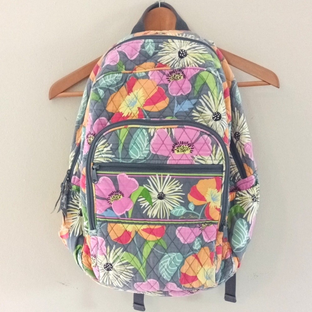 Vera Bradley Floral Quilted Backpack in Gray Multicolor